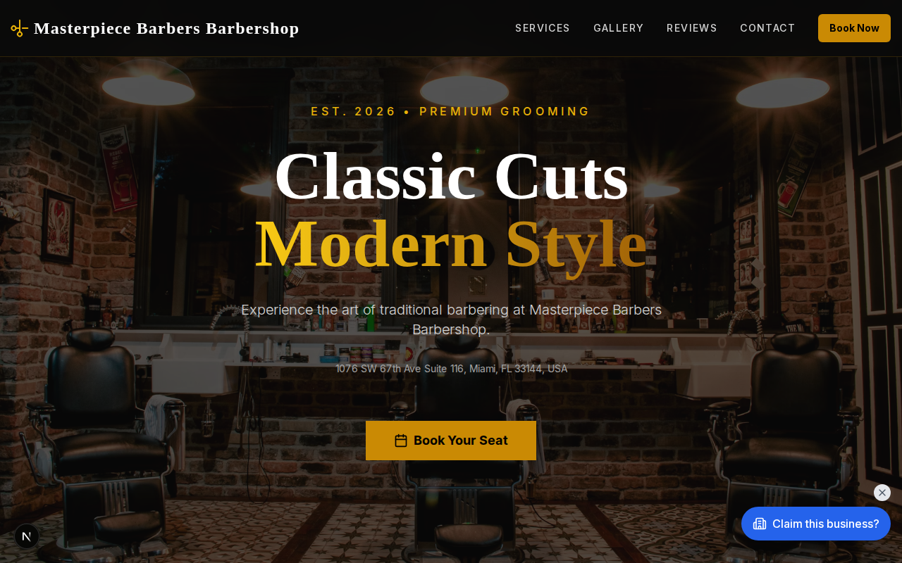 Masterpiece Barbers website design