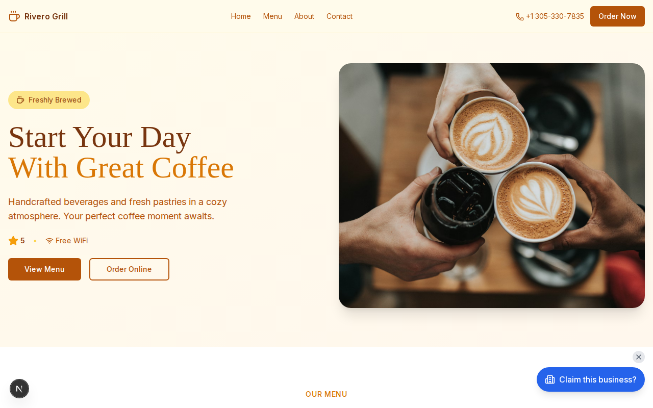 Brava Grill Coffee website design